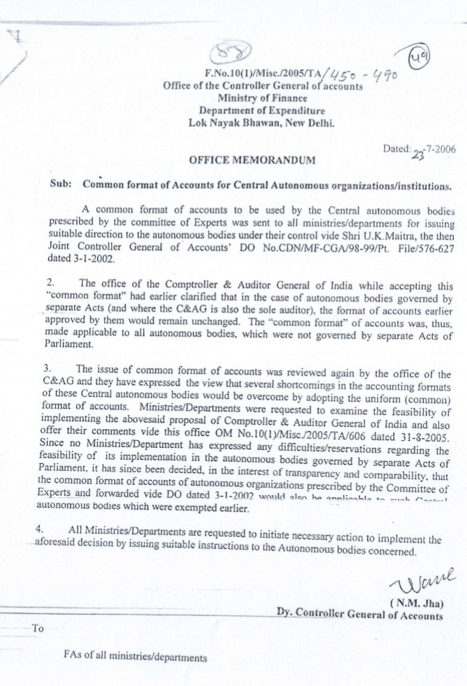 h_pongilath's tweet photo. Controller General of Accounts of India - Department of Expenditure - Order (28th Sept' 2026) - Implementation of Uniform Format of Accounts for Central Autonomous Bodies
#CGA https://t.co/qvunAzHIrz