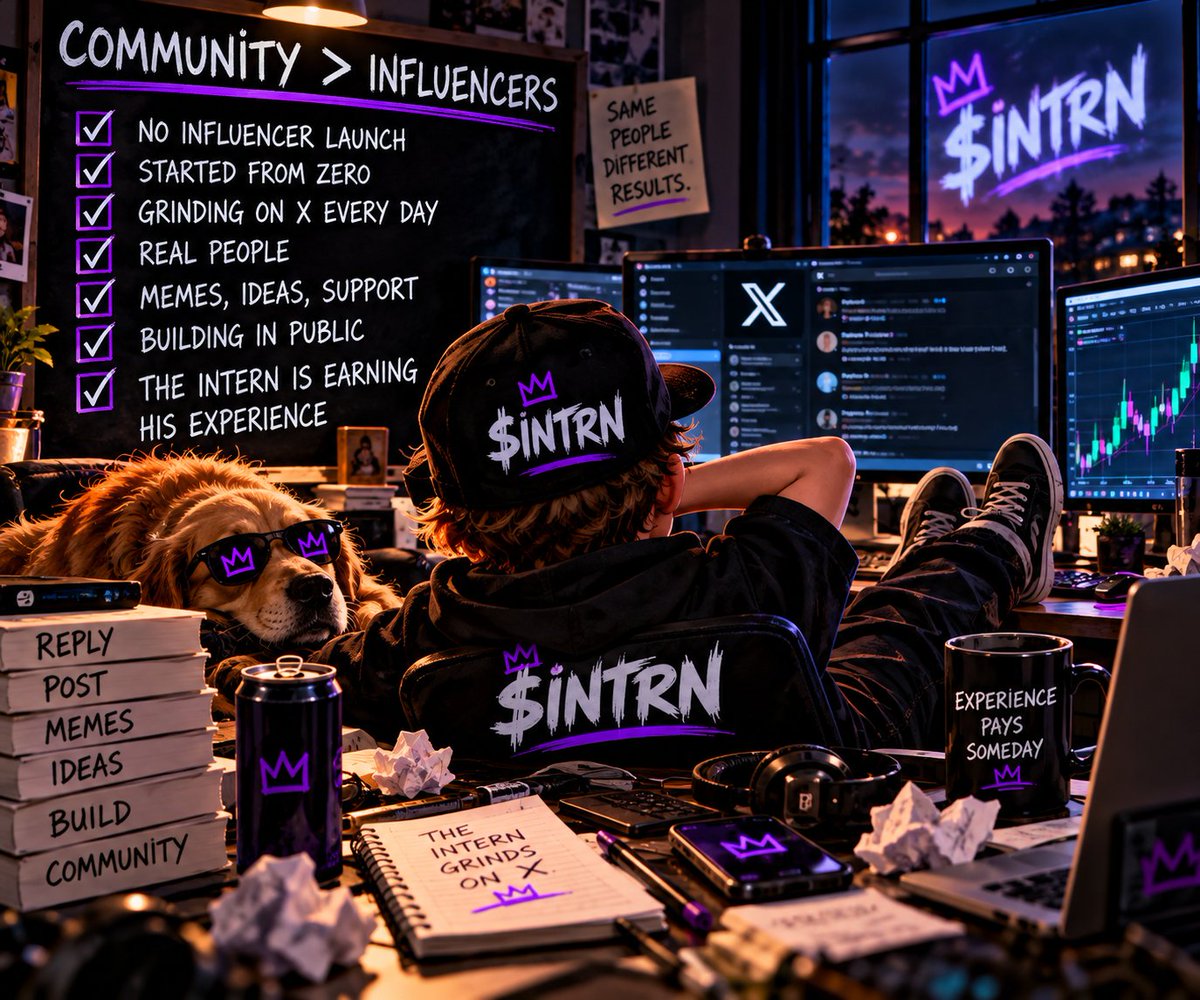 UnpaidIntrnCoin's tweet photo. @D3nny_crypto This is exactly what we're trying to build with $INTRN.
No influencer launch. No pretending we're already huge.
Started from zero yesterday and we've been on X grinding, replying, making memes and building the community in public ever since.
The intern is earning his experience. https://t.co/KMIJj2LLS8