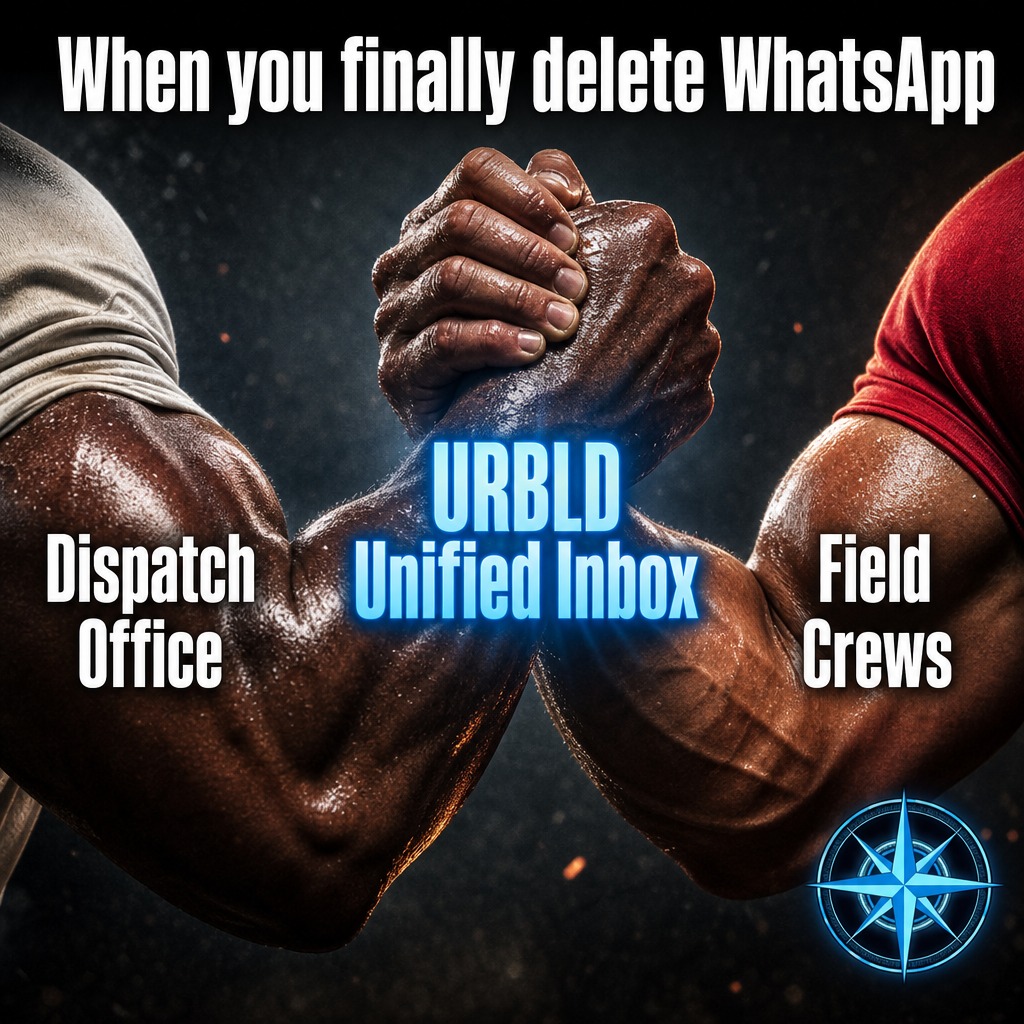 URBLDllc's tweet photo. WhatsApp is for weekend plans, not running a dispatch office. When you rely on disjointed chat apps to run field crews, details get lost and revenue drops. Get everyone in a unified inbox where conversations are tied directly to the job.

#FieldService https://t.co/PXyxHiifeu