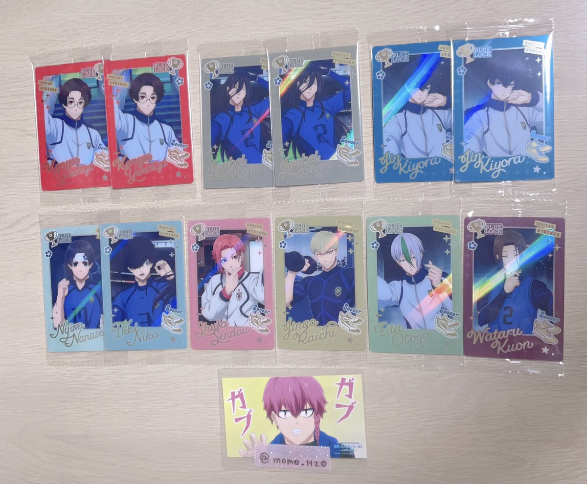 momo_H2O's tweet photo. ブルーロック ブルロ ウエハース6  交換

〈譲〉 
ER  凛 氷織 千切 玲王 
おやすみ  蜂楽 冴 凛 千切 玲王 潔 國神
E  乙也 蟻生 清羅 七星 二子 雪宮 千堂 雷市

〈求〉黒名or3枚目のみ定価+送料

郵送でのお取引希望です🙇‍♀️
比率違い対応致します。
お気軽にお声掛けください😊 https://t.co/0pMLfEVqsU