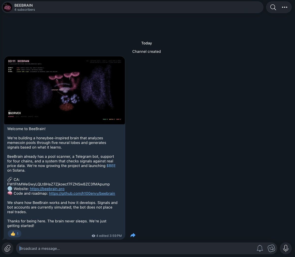 beebrainnerve's tweet photo. BeeBrain telegram channel is live

tg channel: https://t.co/OdljVOUb1S

built it for everyone who wants to follow the project in one place. no scattered threads, no lost updates

what the channel covers:

> development news
> bot updates and new features
> technical breakdowns of the brain architecture
> everything important about the BEE token

the bot is already scanning pools: https://t.co/sOYOUdlc8u

join us