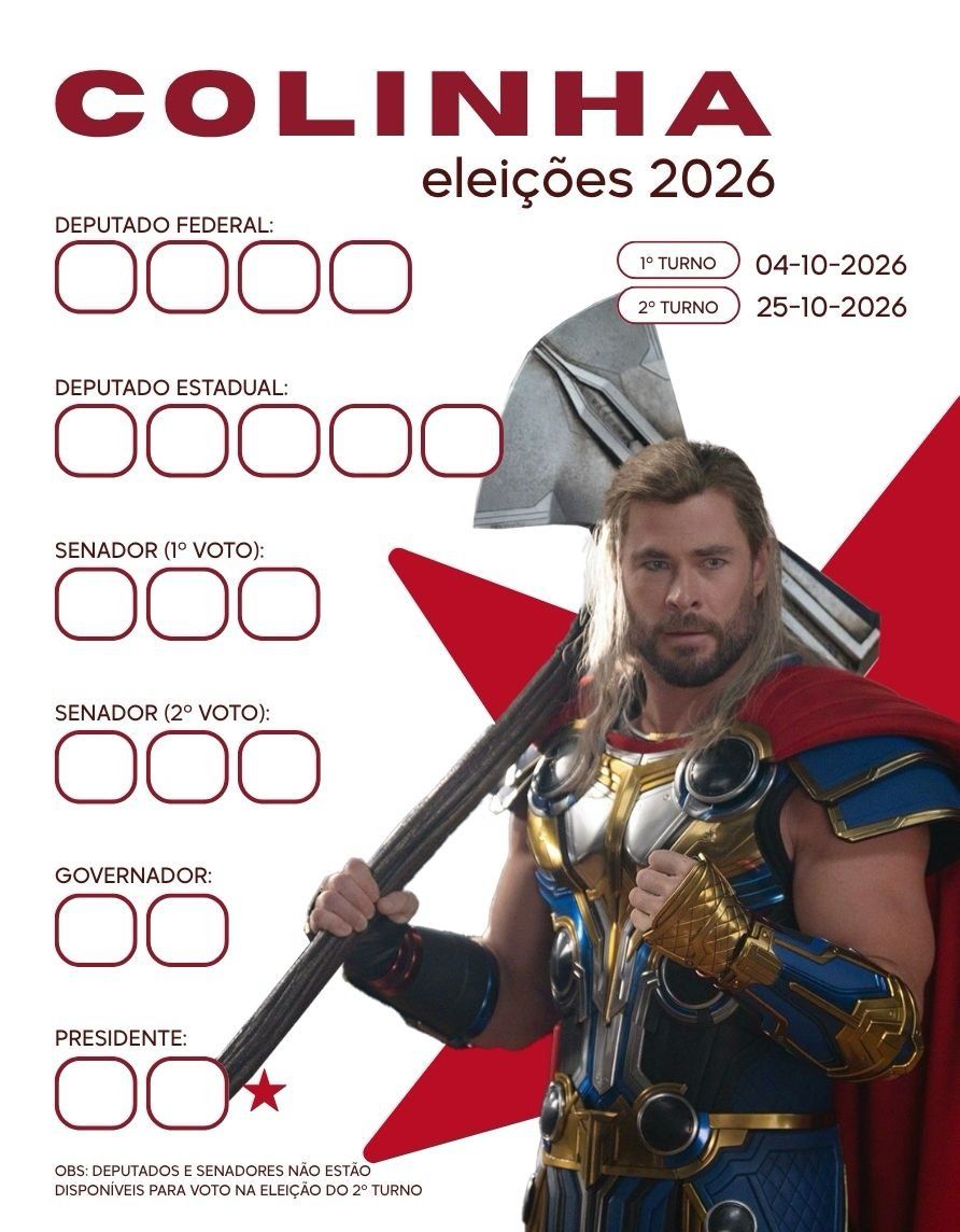 ChrisHemsOnline's tweet photo. Heroí de verdade vota a favor da democracia! Fizemos essa colinha para você não esquecer nenhum número. ⚡❤️

É simples, basta você salvar essa imagem do nosso deus do trovão, preencher e imprimir com os números dos seus candidatos! https://t.co/0Upg0sDZVa