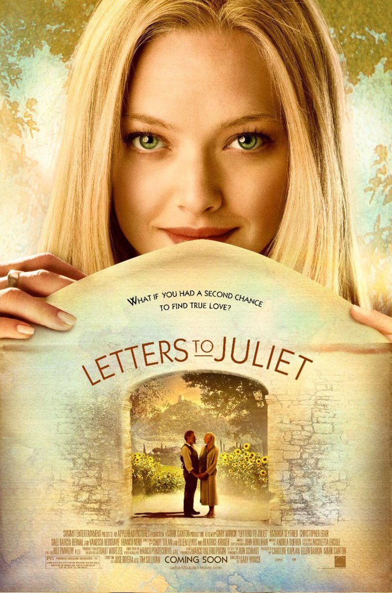 vendredimai's tweet photo. letters to juliet ( 2010 )

อยากแนะนำเรื่องนี้เลยคับ ( กำลังจะลาจอวันที่ 19 ตุลานี้แล้ว y - y )

: เป็นเรื่องราวของโซฟีที่ไปฮันนีมูนที่อิตาลีกับคู่หมั้น และได้เข้าไปคลุกคลีกับแก๊ง ‘เลขาของจูเลียต’ ที่มีหน้าที่ในการ��ขียนตอบจดหมายเรื่องความรักของคนมาสถานที่ชื่อดังอย่าง ‘บ้านจูเลียต’ จนโซฟีดันไปเจอจดหมายเมื่อ 50 ปีที่แล้ว เลยตัดสินใจเขียนตอบกลับ จนเกิดภารกิจตามหาคุณปู่ในจดหมาย

แล้วอแมนด้าคือสวยทุกมูฟเม้น ผมจะตายเอา ㅠㅠ อีกอย่างที่ชอบคือมู้ดแอนด์โทนของหนังที่เป็นสีโทนอุ่นทั้งเรื่อง ไหนจะสถานที่ต่าง ๆ คือโคตรจะโรแมนติก สื่อถึงเมืองแห่งความรักของอิตาลีได้ดีมาก พูดถึงเชกสเปียร์ พูดถึงจดหมาย ก็ต้องนึกถึงเพลง ‘love story’ ของ taylor swift ซึ่งเป็นเพลงประกอบเรื่องนี้ด้วย ตอนเพลงขึ้นคือฟิน ดูจบแล้วอยากตีตั๋วไปเวโรน่า 🥺💌
