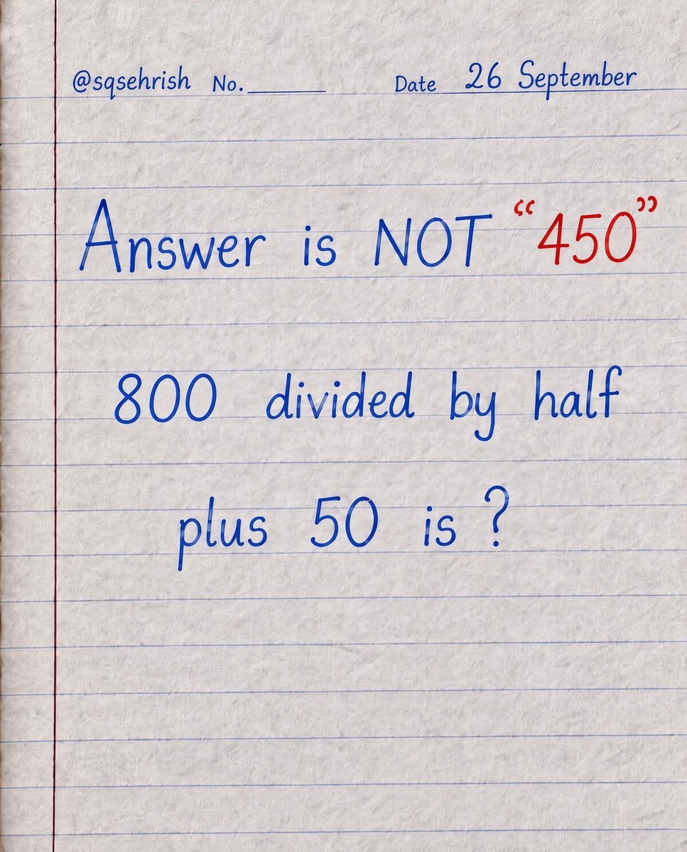 Emily232ngyam's tweet photo. The answer isn't 450. You might need to rethink.  
What's the answer? https://t.co/fK7hBRgW00