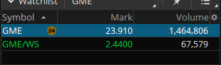 CalculatedFlow's tweet photo. $GME Volume is tuning up - close to 1.5M - Price also looking steady. I will be happy if we stay above 24 and close. https://t.co/ITNQssXLAu