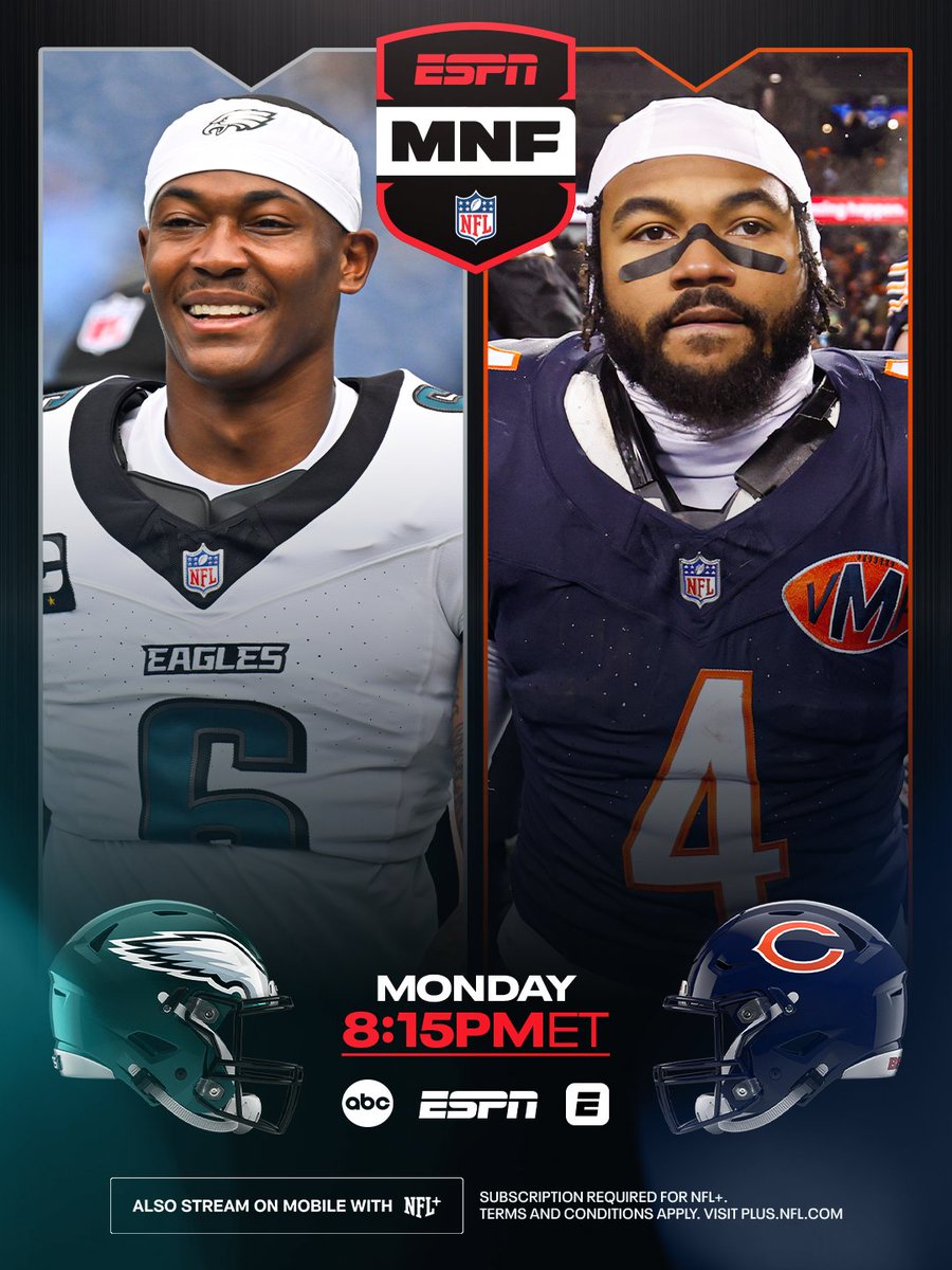 Week 3 wraps up with primetime football in the Windy City ✨

PHIvsCHI – 8:15pm ET on ESPN
Stream on @​NFLPlus 
 [📷](https://pbs.twimg.com/media/HTTx1k8WsAAUH20