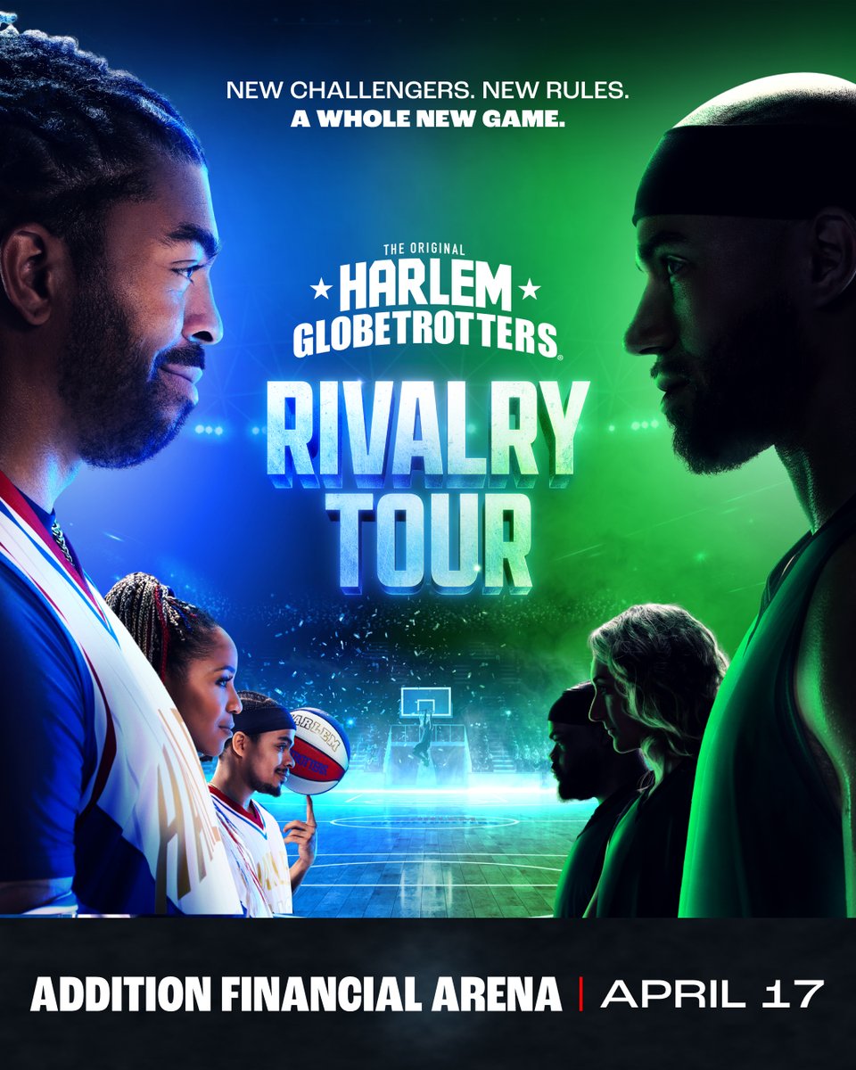 AdditionFiArena's tweet photo. JUST ANNOUNCED: 

🏀The world-famous Harlem Globetrotters are set to play at Addition Financial Arena in April on their Harlem Globetrotters: Rivalry Tour. 

Tickets on sale October 2 at 10 a.m. local. 🔥 https://t.co/6ER5luttmt