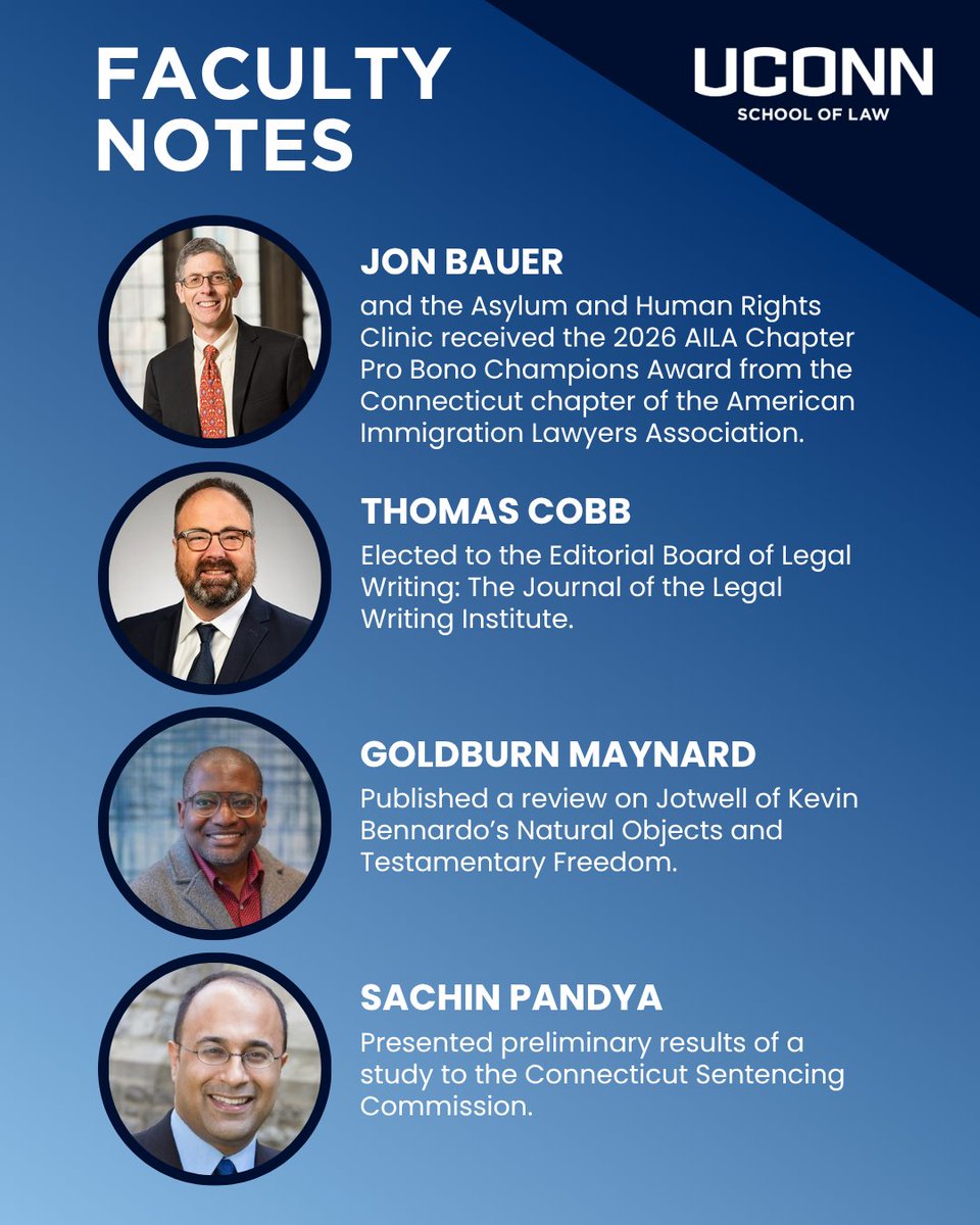 UConnLaw's tweet photo. Our faculty is constantly marking new achievements outside of our classrooms. https://t.co/kRnxjFYMtx