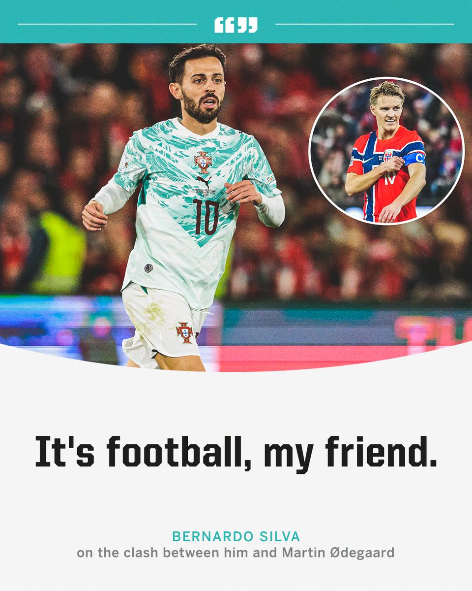 ESPNUK's tweet photo. Bernardo Silva's response to his tackle on Martin Odegaard 😅 https://t.co/Mk4On18ecp