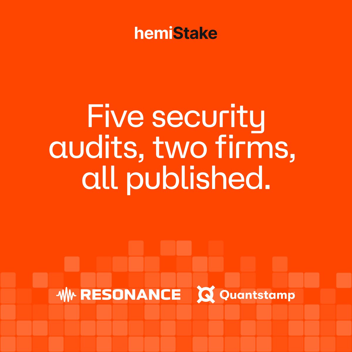 hemi_xyz's tweet photo. Five security audits, two firms, all published. @Quantstamp and Resonance Security covered the Bitcoin Tunnel, the $HEMI token and veHEMI. https://t.co/fG79jmW4ET https://t.co/ilJjFGyHNm