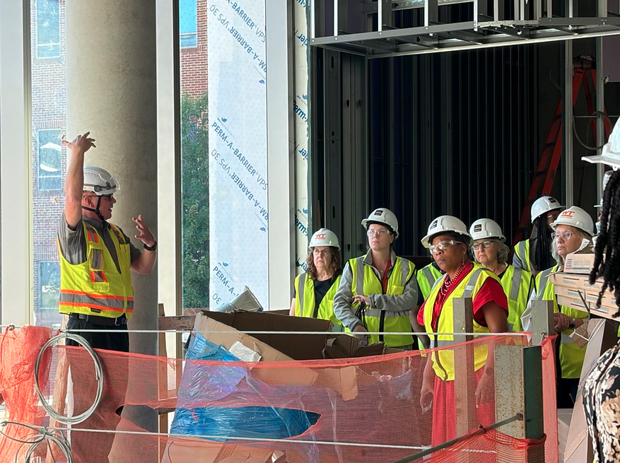 mdsocialwork's tweet photo. The #UMSSW Board of Advisors recently toured the construction site of our future home. Excited to see this sustainable, innovative space take shape ahead of its 2027 opening! 

#UMSSW #UMB #FutureHome https://t.co/iHUWiWwKBu