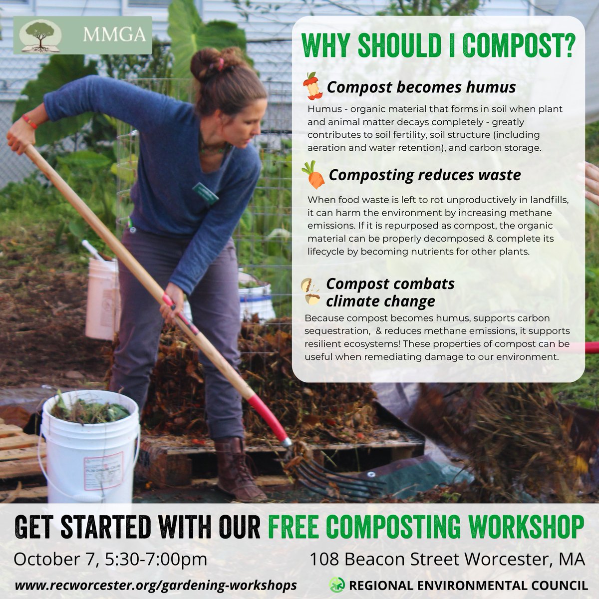 RECWorcester's tweet photo. Join us next week for our FREE composting workshop with the Massachusetts Master Gardeners Association๐ฎ๐๐ชฑ
Learn More & Register: https://t.co/9Coetqj2xE
#RECWorcester #MMGA #composting #freeworkshop #WorcesterMA https://t.co/MFwGswUfdZ
