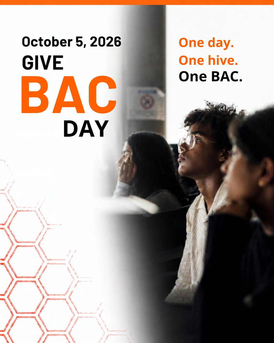TheBACBoston's tweet photo. Give BAC Day is on October 5!
Our goal is to raise $25,000 for the BAC Fund and unlock a $25,000 matching gift from BAC Trustee Emerita Judy Nitsch, Hon.’26.
💛Give BAC Day. One Day. One Hive. One BAC.🐝
Donate early: https://t.co/9uFWzzEIHE 
#GiveBACDay #OneHiveOneBAC #BACBoston https://t.co/OSX3LmsZ2Q