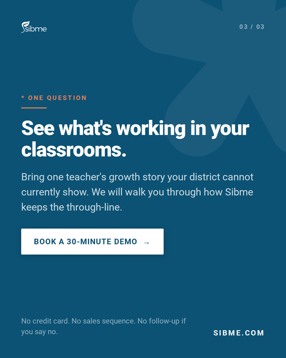 SibmeApp's tweet photo. One walkthrough tells you what happened that morning. It can't tell you what's changing.
Growth is a through-line: the same routine taught twice, the work around it, a record the teacher can revisit.
https://t.co/JNXvzNP4ul
#InstructionalCoaching #TeacherGrowth https://t.co/NUEhZJjy3c