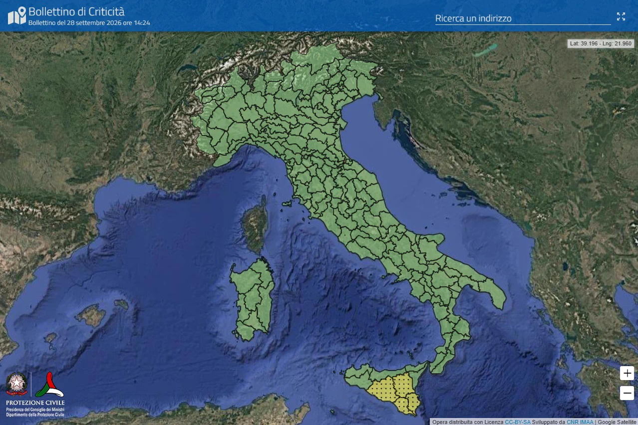 Mappa bollettino di criticità e allerta