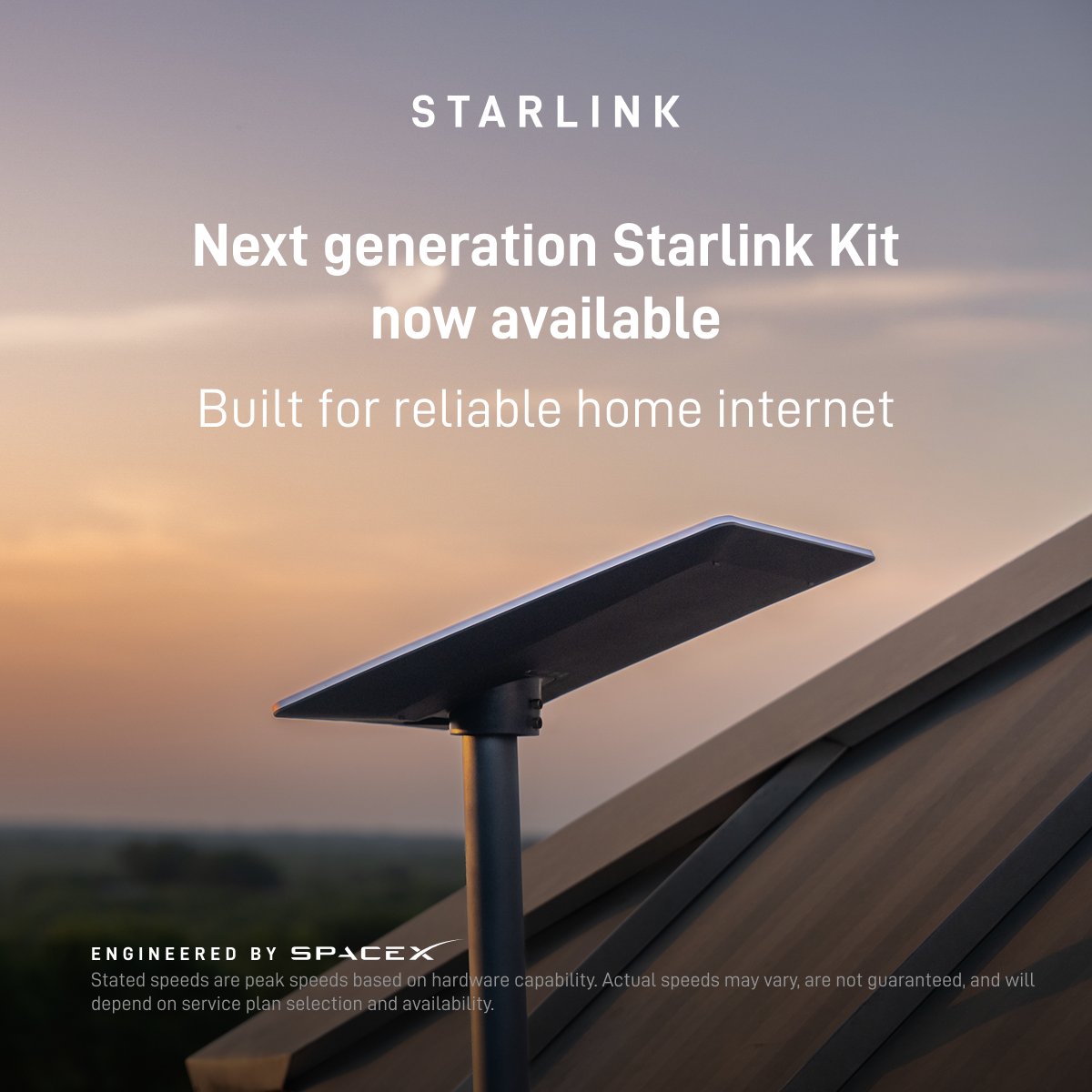 Starlink's tweet photo. The next generation Starlink V5 has a smaller form factor and lightweight design with greater power efficiency.

With speeds up to 375+ Mbps, Starlink V5 delivers reliable home internet for streaming, video calling, gaming and more.

Available in select areas.
