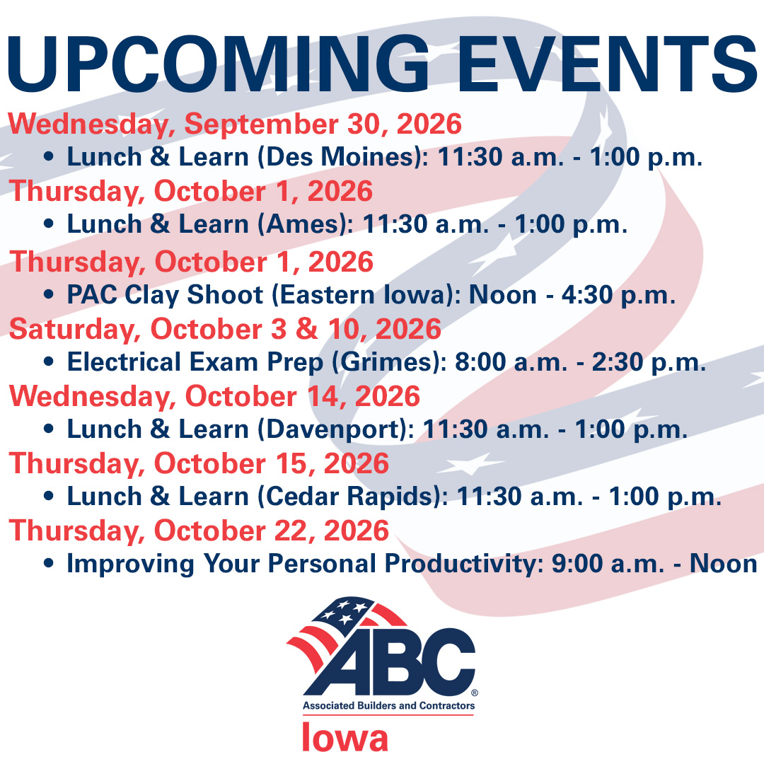 ABCofIowa's tweet photo. Another week of great events and courses is coming your way! Take a look at what's ahead and register today:  https://t.co/ezXQHkuQJa
#ABCMeritShopProud #Events https://t.co/HYdQnd29h5