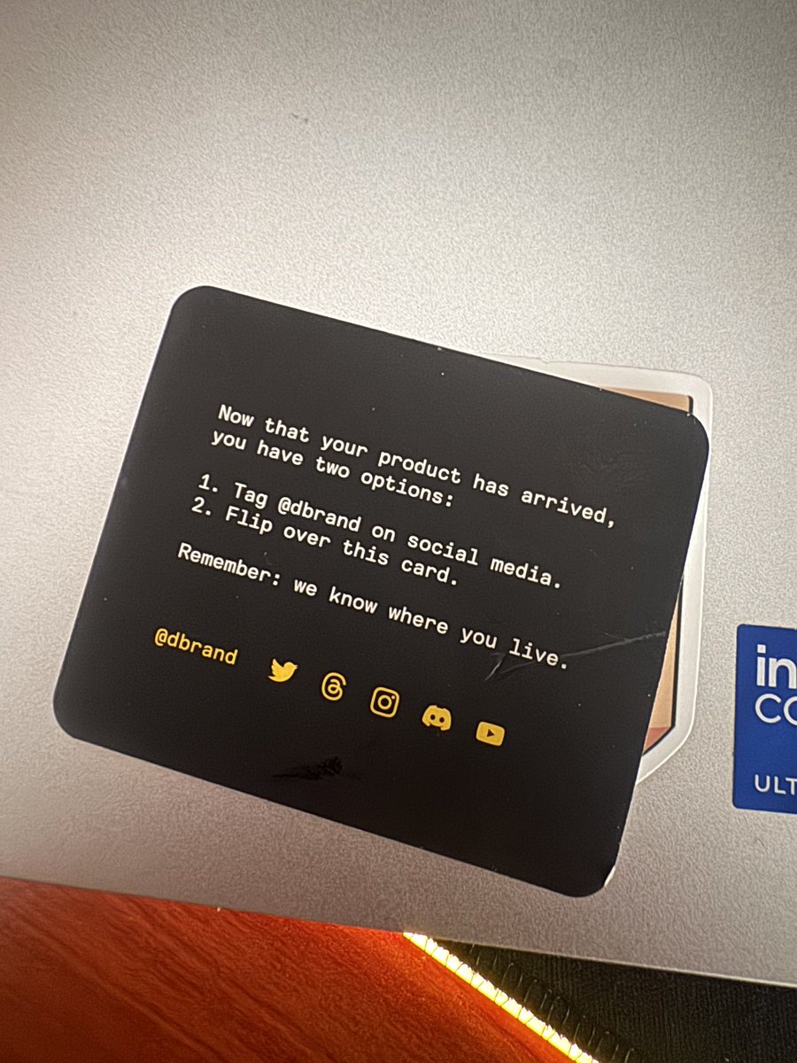 Dimbis's tweet photo. Love @dbrand ! For product , support  and hilarious marketing! They even “asked” for money (flip the card) if I didn’t post 😂😂 https://t.co/for2IzejVf