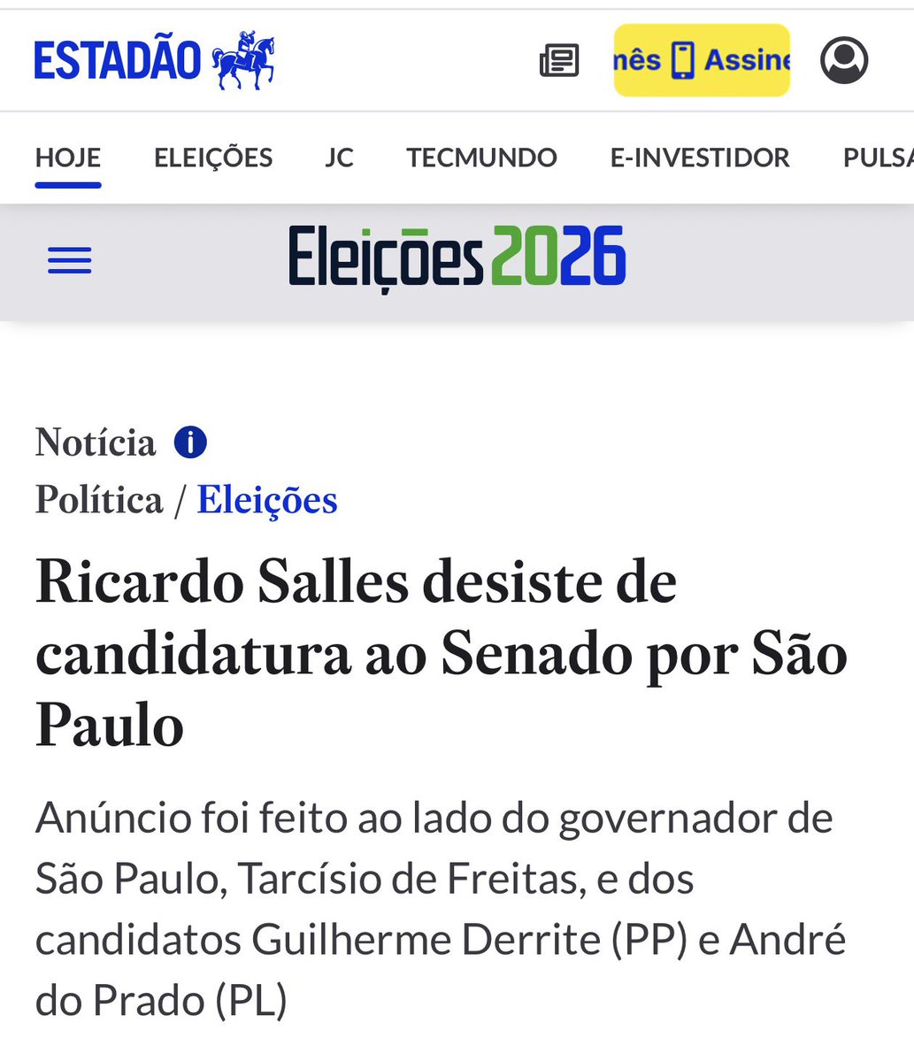 iaragb's tweet photo. Ricardo Salles desiste de candidatura ao Senado‼️

Começamos bem a semana‼️ https://t.co/zEqXRjSTsz