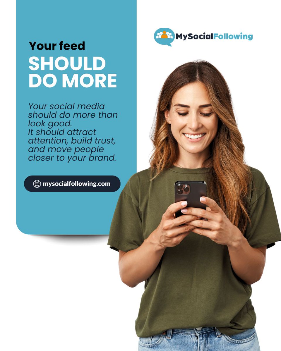 MySocialFollow's tweet photo. A good-looking feed is great. But good content should do more.

Your social media should help people understand your brand, connect with what you offer, and take the next step.

Because your feed isn't just there to be seen, it's there to work for your brand. https://t.co/59SBAk0xUB