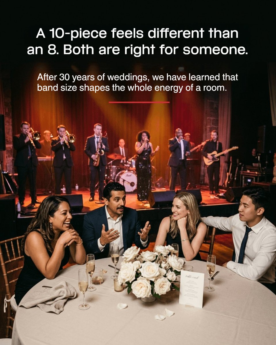 therfactorband's tweet photo. Pick the band size that fits your wedding vibe.

Choose 6, 8, 10, or 13 musicians for the room, guest count, and energy you want.

The R Factor keeps the same polished live sound at every size.

Book with confidence today. https://t.co/63PZCFwhrI https://t.co/vqFhALUrxN