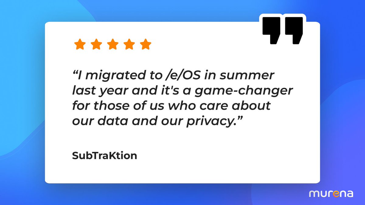 MurenaCom's tweet photo. More than 100 000 users trust Murena and /e/OS. 

You could be one of them, up to you to choose. 

👉 Choose freedom: https://t.co/hAZswt2ND8 https://t.co/K79s3fvZKC