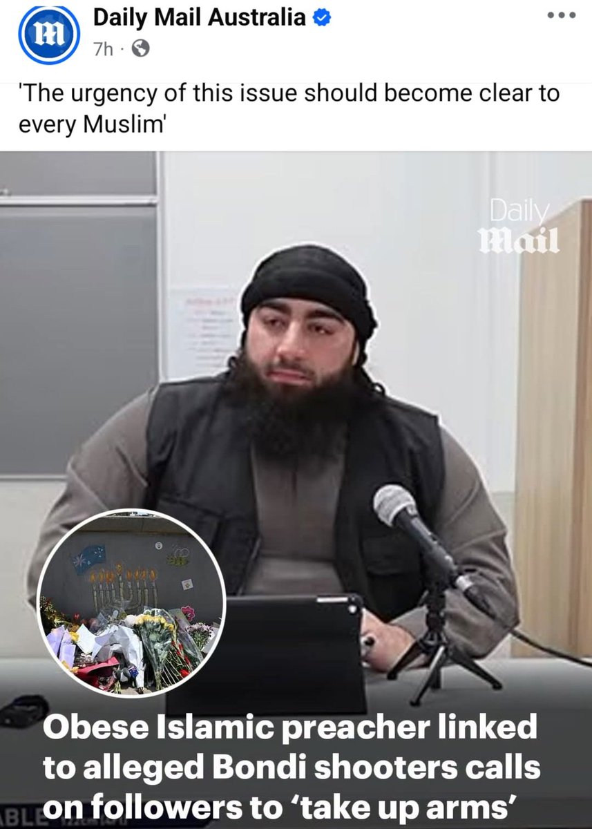 JimThom90458694's tweet photo. Islamic preacher calls on followers to take up arms against enemies in vile sermon at Australian mosque.

In a vile sermon shared on the Al Bayyinah Islamic Centre's social media channels in July, Brother Abu Ahmad warned followers not to 'take the Jews and the Christians for friends' and to declare enmity 'for the sake of Allah'.

'It is to declare opposition: indeed, to take up arms against his enemies, to shun them and to stay far from them both in word and deed,' he said.

This proves that simple opposition of the spirit is not enough and that it must be complete by honouring of your commitment.

'If the aim of the enemies of Islam whether they are atheists or Jews or Christians or modernists or Zionists or communists is the emasculation of … Muslims, and the erosion of their unique character in order to make them the ass of the chosen people … then the urgency of this issue should become clear to every Muslim.'

The Al Bayyinah centre is located in Springvale in Melbourne's southeast and regularly posts content featuring preachers from across Australia.

An affiliated account called Station of the Seekers, which now appears to be inactive, posted content that included sermons by Islamic State sympathisers.

Controversial preacher Wisam Haddad has also been linked to Sydney's Al Madina Dawah Centre, which alleged Bondi shooters Sajid and Naveed Akram reportedly attended on multiple occasions. 

Has he been arrested yet on hate speech charges or does that only apply to non Muslims