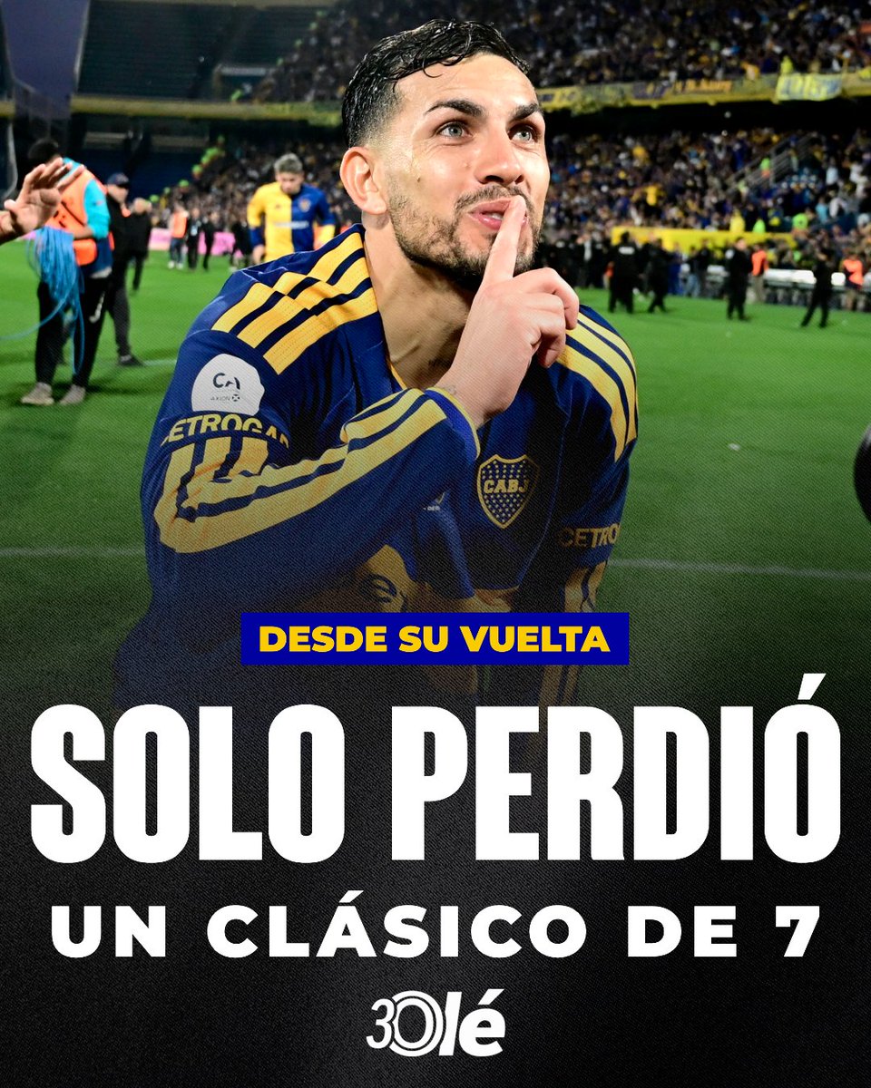 DiarioOle's tweet photo. ⚠️ Desde que volvió a Boca, Leandro Paredes SOLO PERDIÓ UN CLÁSICO DE LOS 7 que disputó 🔵🟡

🟰 1-1 vs. Racing
✅ 2-0 vs. River
❌ 0-1 vs. Racing
🟰 1-1 vs. San Lorenzo
✅ 1-0 vs. River
✅ 2-0 vs. San Lorenzo
✅ 3-2 vs. Racing

* Todavía no se enfrentó a Independiente https://t.co/pZCwoQjhfu