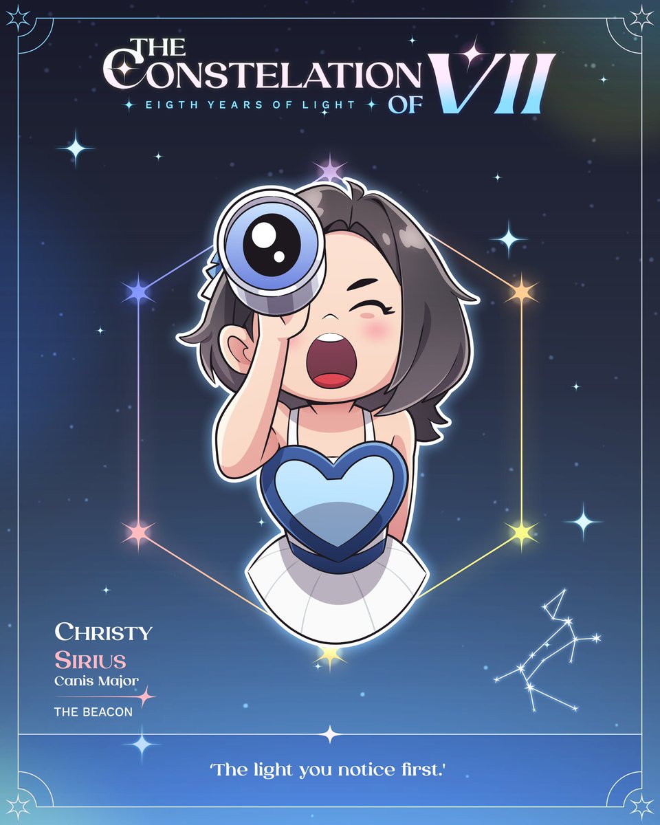 Christyzer's tweet photo. ANGELINA CHRISTY × SIRIUS • THE BEACON✨

Seperti Sirius yang paling terang dan mudah dikenali, Christy dijadikan sebagai The Beacon bukan semata karena popularitasnya. Christy adalah salah satu wajah yang membantu banyak orang mengenali gen 7. Tumbuh dari member termuda hingga menjadi figur yang terus bersinar dan dikenal.🌟

#TheConstellationOfVII
#EightYearsOfLight
#8thYearsLuckySeven