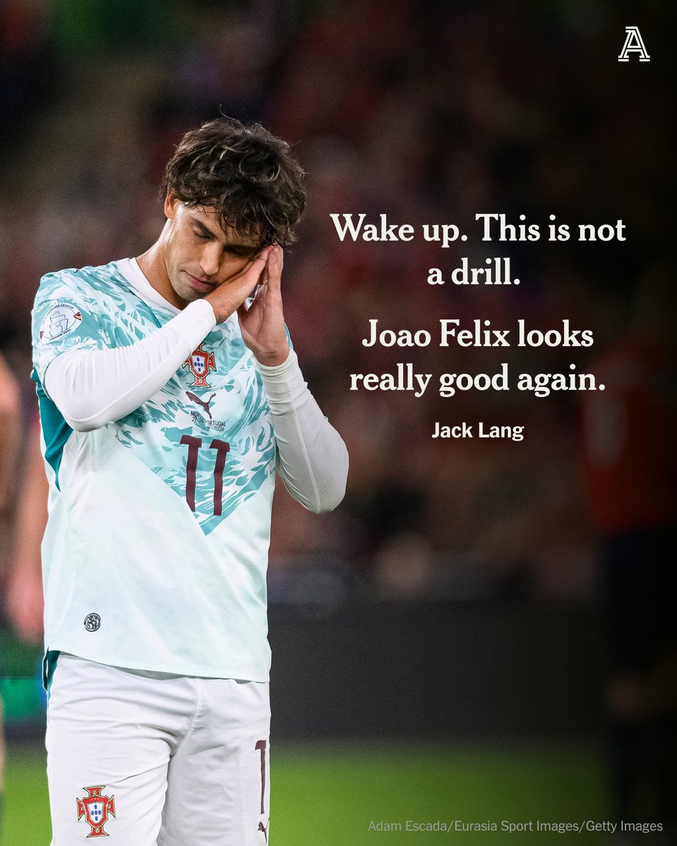 TheAthleticFC's tweet photo. Joao Felix has been football's most frustrating gift of the last decade.

He moves as if uninhibited by gravity. His first touch makes you blush. He could find an interesting angle in a square. He has also spent far too much of his career so far sat on benches or marooned out on a far wing, looking slightly lost, maybe even a little haunted.

Felix joined Saudi Arabian side Al Nassr in 2025. It looked to some like an admission of defeat: luxury player, unable to assert himself in Europe, chooses easy option. There is probably a bit of truth in that.

Either way, the move provided him with the one thing he had been lacking: a cheerleader. Jorge Jesus, the journeyman Portuguese coach, built a team around Felix. The latter scored 26 goals and set up 18 more as Al Nassr won the 2025-26 Saudi title.

Jesus, who replaced Roberto Martinez as Portugal manager after the World Cup, is now saving Felix at international level, too.

Felix had never played 90 minutes in consecutive games for Portugal before. He has now — scoring in wins against Wales and Norway.

The hope, from here, is that this will be the norm rather than the exception. Felix is not the most consistent player. There will be ebbs and flows. One thing, though, is undeniable: when he is on the pitch, in his favourite areas, arresting things tend to happen. The romantics have known this for years.

Finally, in Jesus, he has a coach who subscribes to his heartbreak manifesto.

📝 @jacklang

https://t.co/jg5dSzHVXL