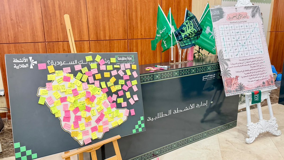 KSUstuactivity's tweet photo. ضمن احتفاء جامعة الملك سعود باليوم الوطني في المدينة الجامعية للطالبات، شاركت إدارة الأنشطة الطلابية بفعاليات وطنية في المعرض المصاحب، عبّرت من خلالها الطالبات عن مشاعر الفخر والاعتزاز والانتماء للوطن.🇸🇦

#عزنا_بطبعنا https://t.co/G9eQcLCktH