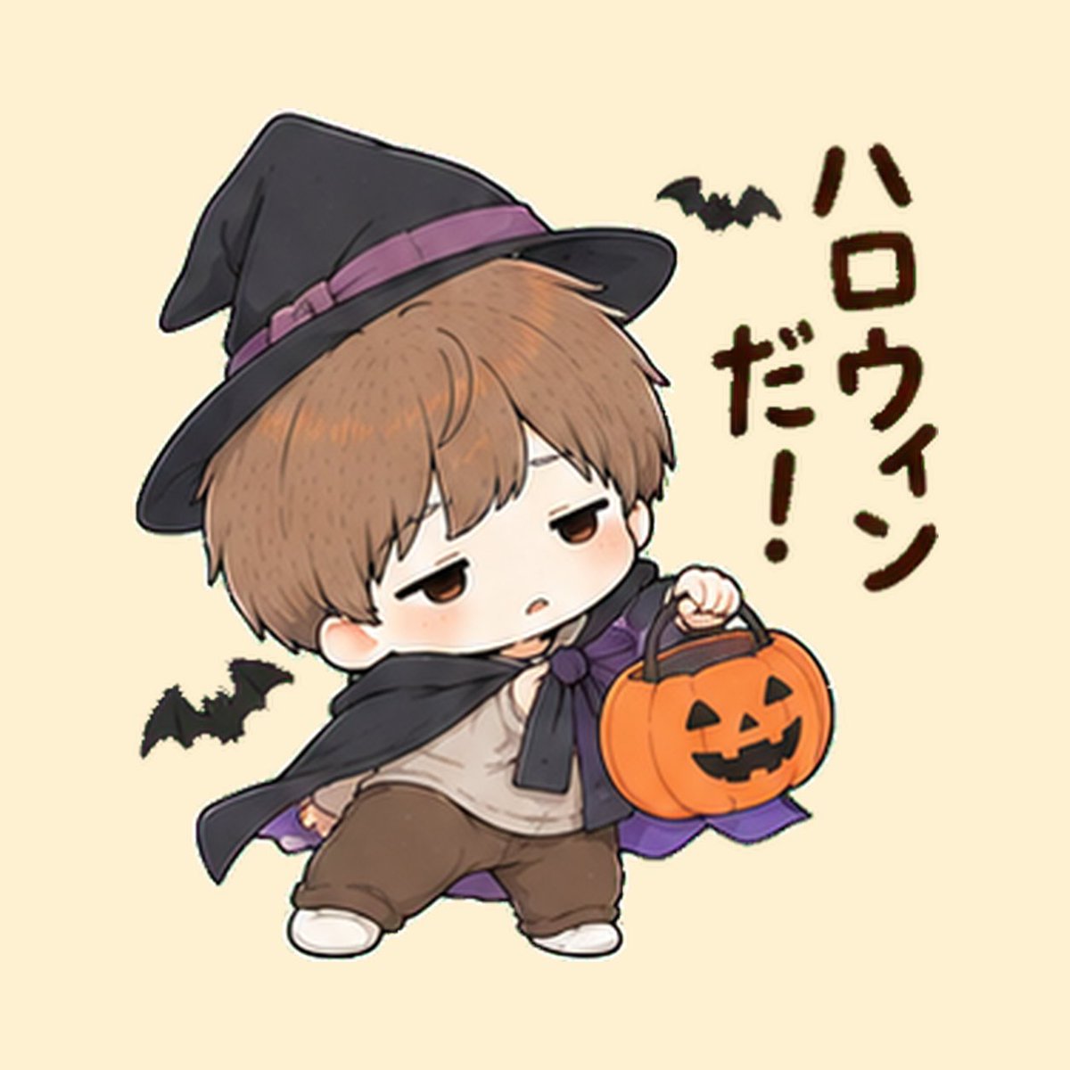 kyaradamari's tweet photo. まろくん、もうハロウィンの準備です。

「……早すぎますか？」

まだ10月3日です。

#ハロウィン #ゆるいイラスト https://t.co/z9DfFYjy1y