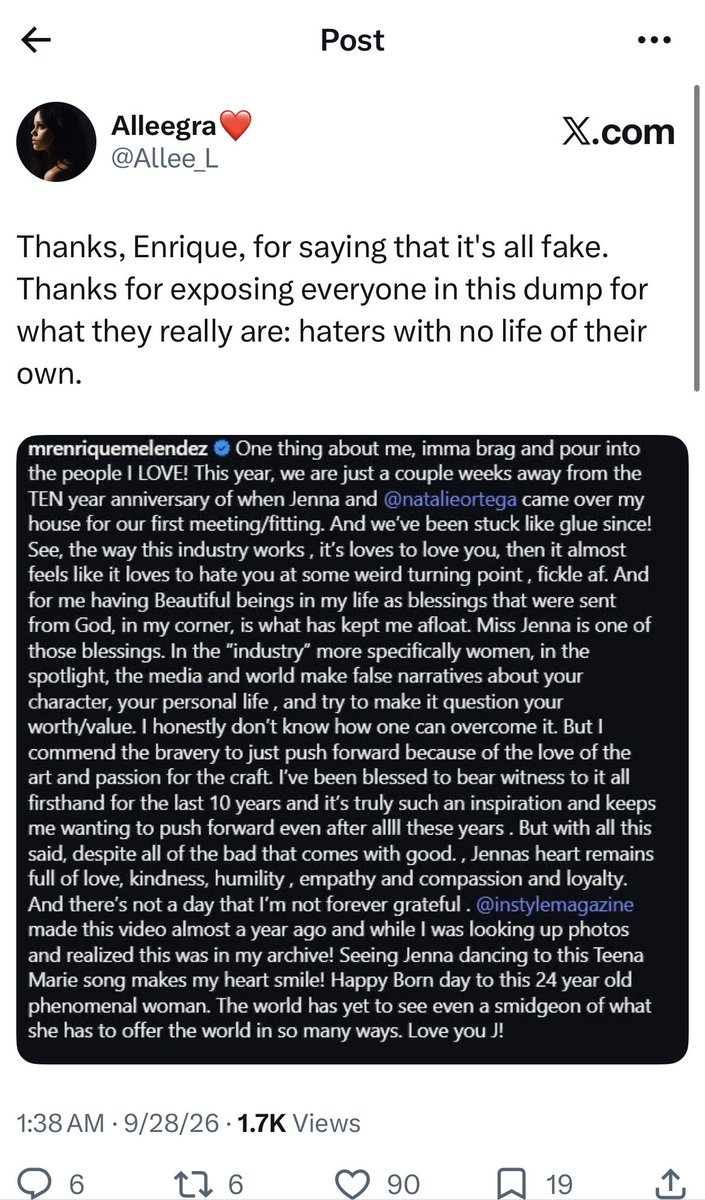 xAnonymous_Anon's tweet photo. No way are we coping this bad. Thanks Enrique for spinning this as “omg Jenna is victim of fans creating fake narratives uwu” when Jenna is the one who is happily dating an abuser piece of shit. It’s the way Jenna, a grown woman needs OTHERS to fight her battles because she’s apparently too high and mighty to use her voice now.