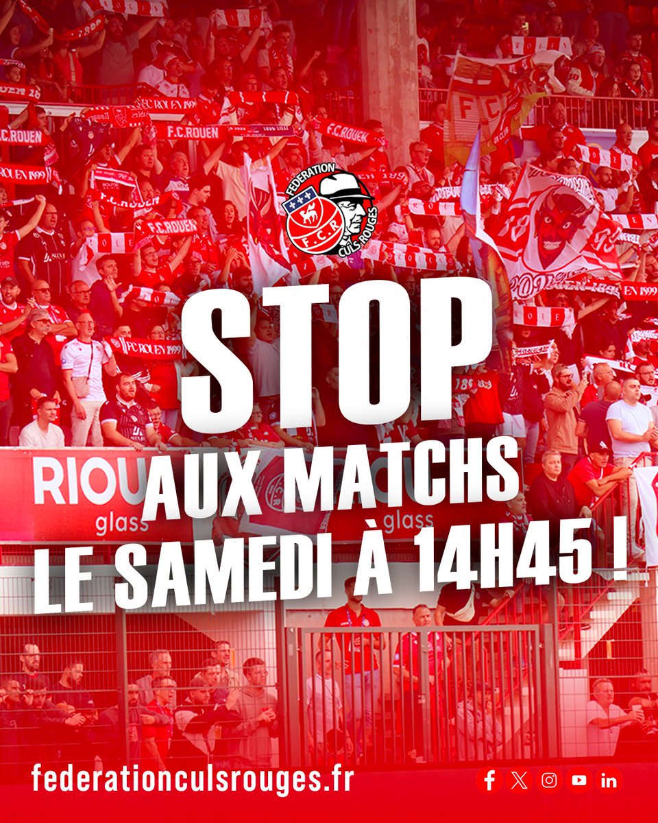 CulsRouges's tweet photo. 𝟏𝟒𝐇𝟒𝟓 : 𝐔𝐍 𝐇𝐎𝐑𝐀𝐈𝐑𝐄 𝐐𝐔𝐈 𝐕𝐈𝐃𝐄 𝐋𝐄𝐒 𝐒𝐓𝐀𝐃𝐄𝐒 !
Enfants au sport, parents occupés, salariés au travail : à 14h45, trop de supporters ne peuvent pas se rendre au stade pour encourager leur équipe.
La suite du communiqué : https://t.co/TlSiR6ayVv https://t.co/eE8CXNEn1J