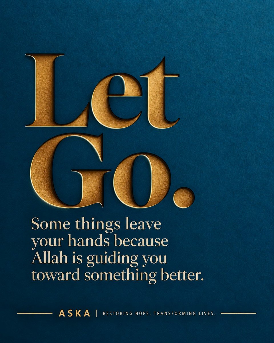 Afrozsk03's tweet photo. Sometimes, letting go is part of Allah’s plan. 

What leaves your hands may be making room for something better.

Trust Allah. Keep moving forward.

#TrustAllah #Tawakkul #AllahsPlan #IslamicReminder #ASKA https://t.co/p5Lqz8Wm49