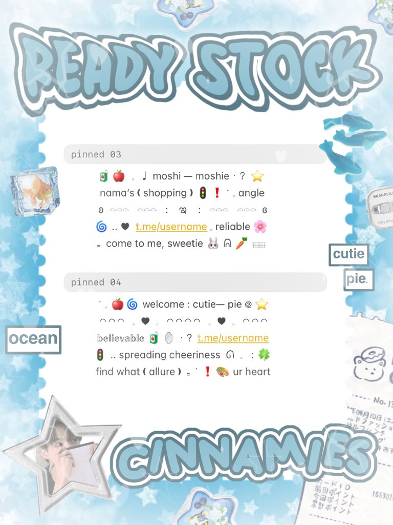 cinnyamies's tweet photo. ╭┈  ֹ   help repost? thankies, sweetie 🐳

{ II } ׁ ๑ 🪽.. haii, timan — timun ?! naka punya wording ready stock nih 𓏏𓏏 ִ ⊹  pinned 5.500/each 𖢷 ׅ  ࣪  ⸝⸝ 💧🦴 yuk, ping chat:ie aku &amp;. take sekarang juga 𓈒˚ >___^

#bealanjaㅤ https://t.co/Si35bwaiTP