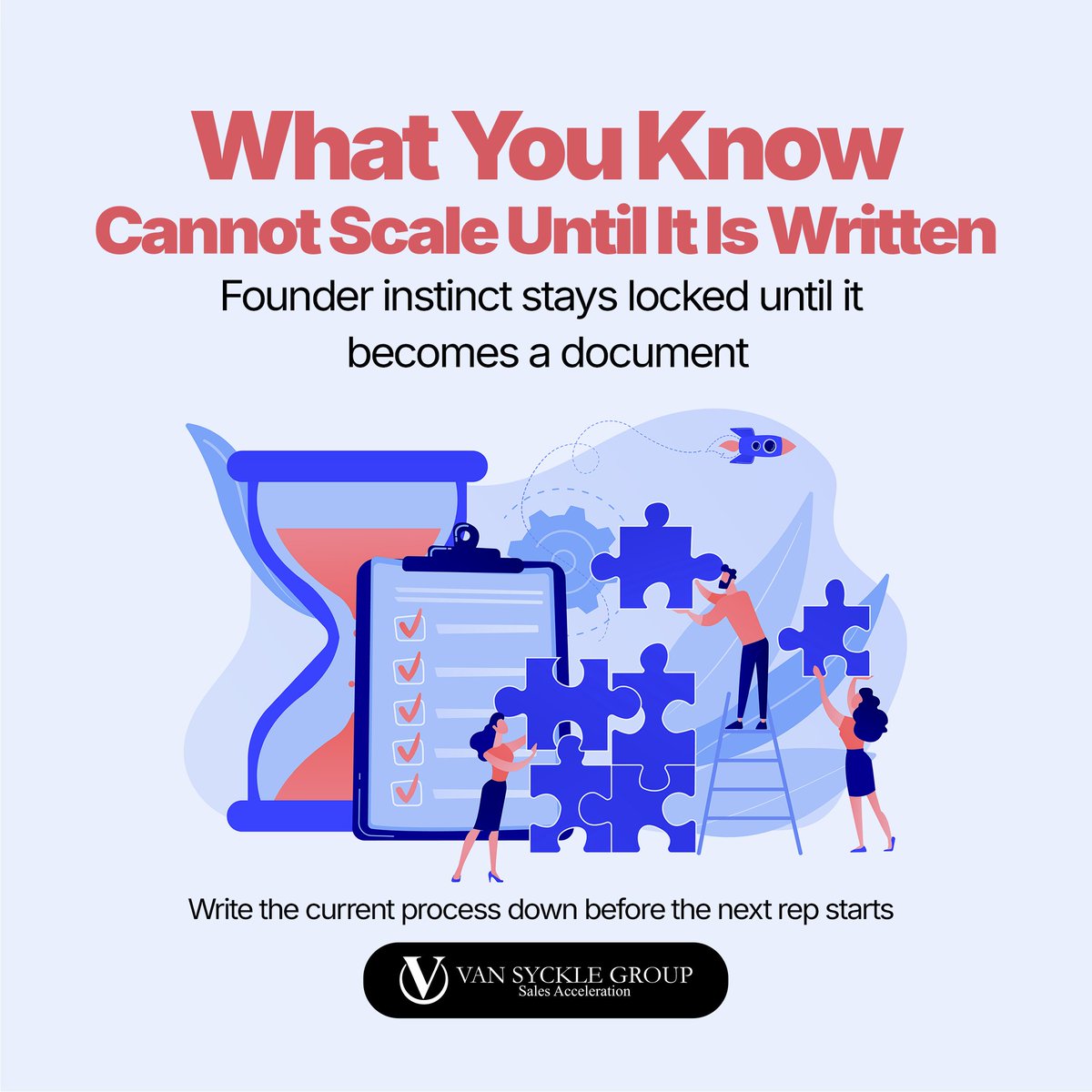 OwenVanSyckle's tweet photo. ⚠️ You know how to open a discovery call.
You know what questions to ask. When to push. When to wait.
None of it is written down.
None of it transfers automatically.
That is why your rep still calls you for everything.
https://t.co/4rgdePNBA7
#SalesProcess #FounderLedSales https://t.co/E7fjQtotNc