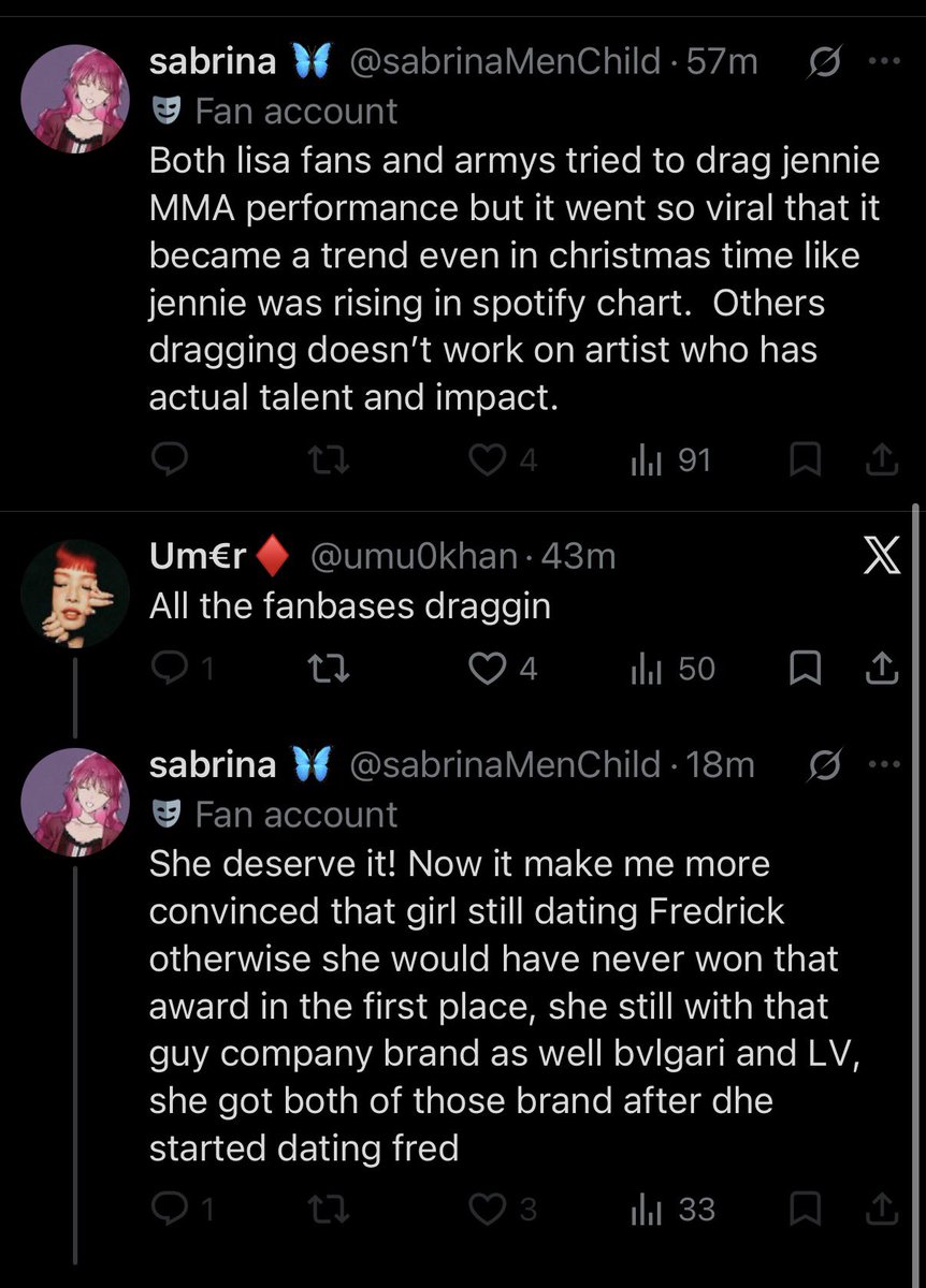 anonymo_gre's tweet photo. a sick, disgusting conversation between two kpop stans from a ‘supposed feminist’ fandom that claims their fav makes music on women empowerment 

the stans feel women cant achieve anything on their own in the big 2026 without a man
its surprising that you agree with army https://t.co/xvolnSkJxo