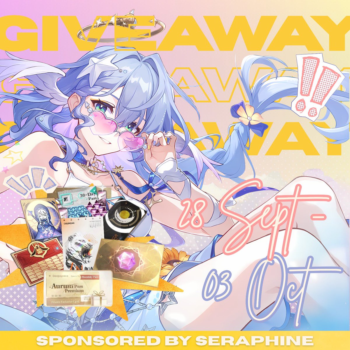 xiloneon's tweet photo. 🎊 SERA’S BIRTHDAY GIVEAWAY 🎊

🏆 welkin / express supply pass / monthly gift tot / lunite subs / aurum pass / roaring r1999 / etc for 1 WINNER

rules :
- like &amp; rt this post!
- rep anything for our birthday girl @xileonen 🕊️

end : 03/10/2026 [23.59 WIB] https://t.co/K9KxhhUKW9