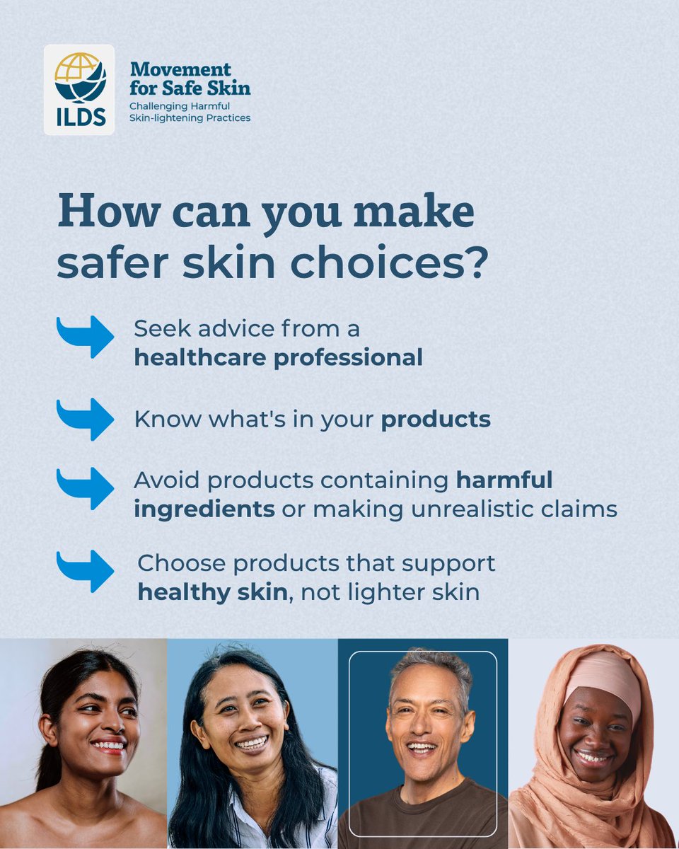 ILDSDerm's tweet photo. We’ve created practical #MovementForSafeSkin resources that ILDS Member Societies, dermatologists, healthcare providers &amp; partners can use to start conversations, share trusted info &amp; raise awareness of harmful skin-lightening practices in your communities https://t.co/h7iD25mEmh https://t.co/bBqmBzJA8h