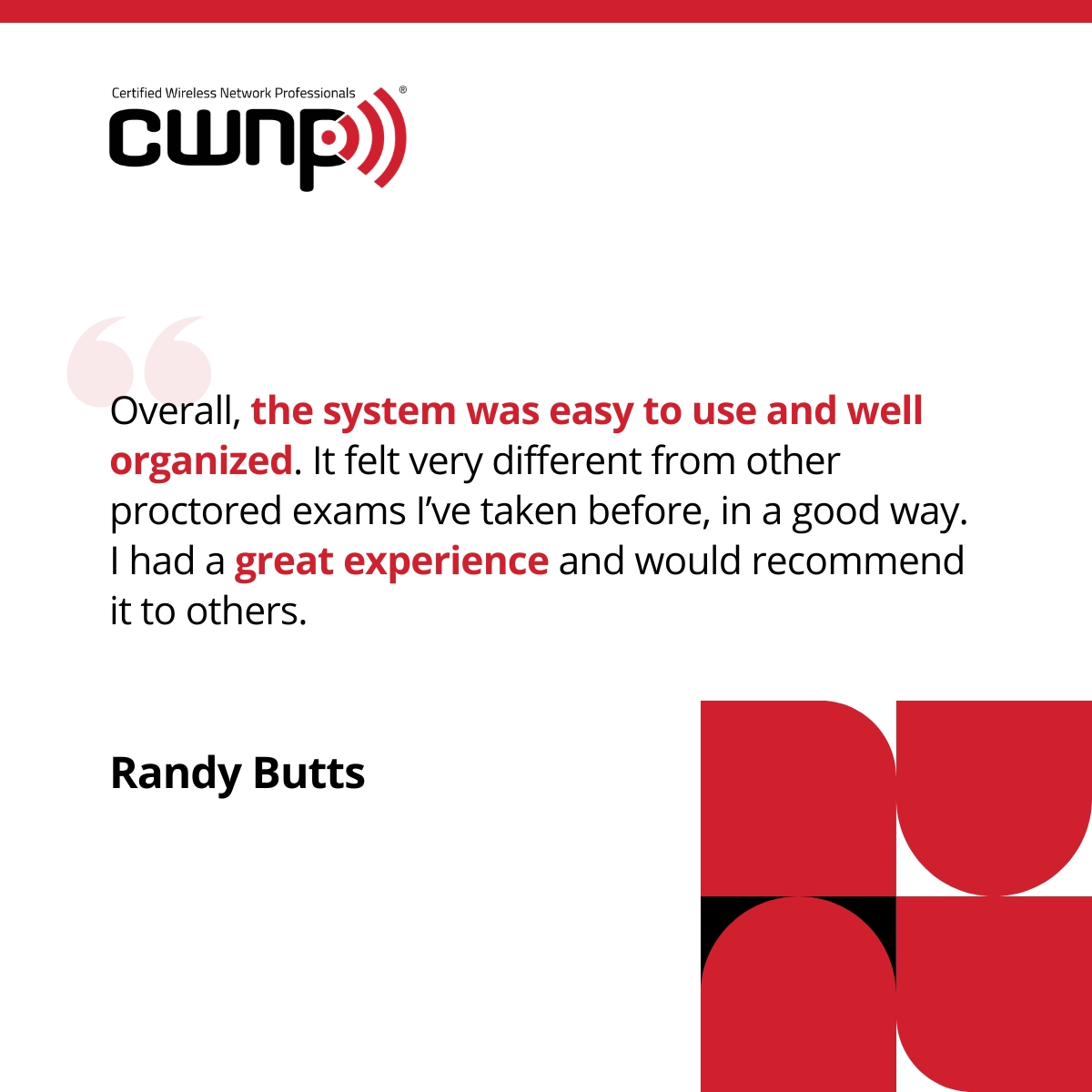 CWNP's tweet photo. CWNP Remote Proctoring lets you test from home, on your schedule, without a trip to a testing center. No commute, no crowded testing center, just you, your setup, and a proctor who's there if you need them.

Swipe through to see what that experience has looked like for real candidates.

📍 All CWNP certifications offer remote proctoring except CWSS and CWTS.
📩 Questions? support@cwnp.com

#CWNP #RemoteProctoring #WirelessCertification #ITCertification #CareerGrowth