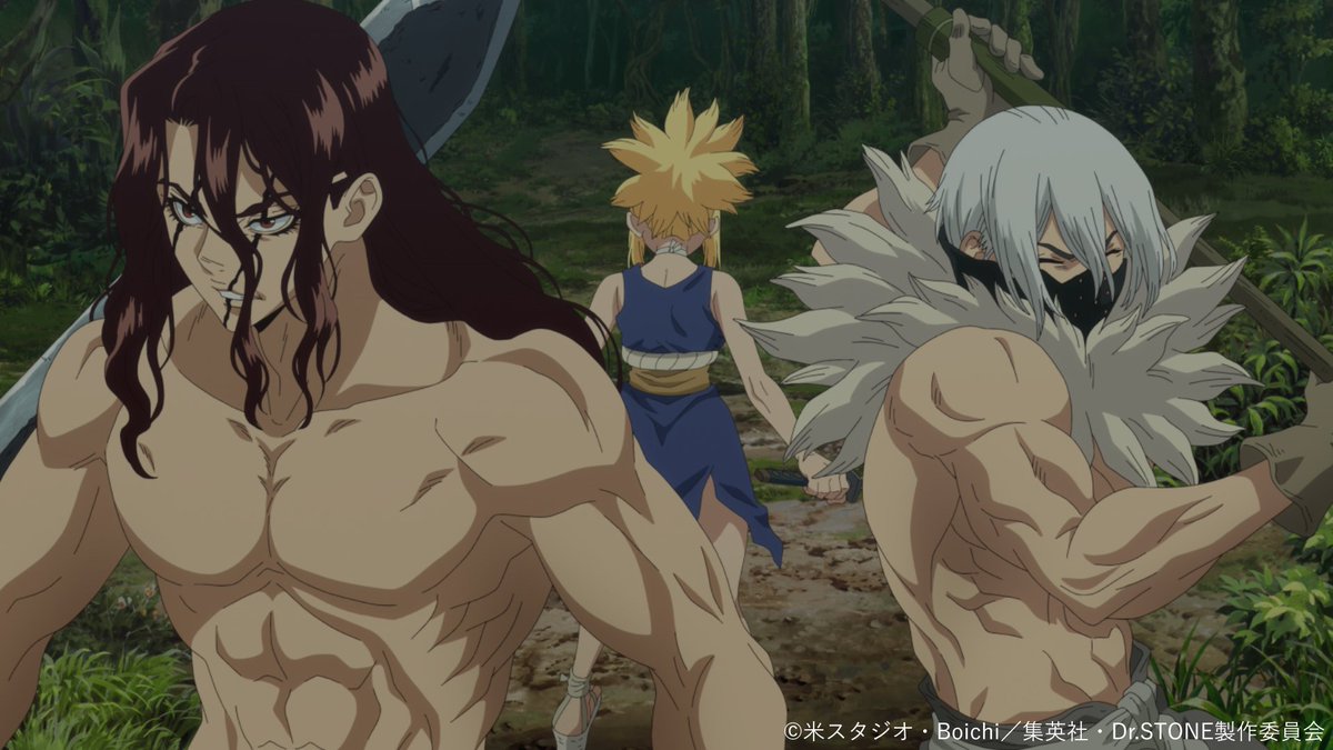 DrSTONE_exh's tweet photo. ━━━━━━━━━━━━━━━━ 🚀
TVアニメ「Dr.STONE」展 開催記念
　　 ストーリーを振り返り!!
🧪━━━━━━━━━━━━━━━

🧪第４期２０話 「かつて消そうとしたものは」🧪
スタンリーとの最終決戦に向けて、メデューサの砦を築く千空たち。切り札である石化装置の再起動に一縷の望みを懸ける中、スタンリー部隊がアラシャへと上陸。千空たちに知らせようとしたスイカとフランソワは、危機的状況に陥ってしまう……！そして、事態を察したコハク、司、氷月の三人は、スタンリー部隊を足止めする為、決死のゲリラ戦へと乗り出した！

「かつて消そうとしたものは 希望の星になった―― 頼んだよ 千空」

🗨️この話数で好きなシーンは？
コメントや引用リポストで教えてください🪨

TVアニメ「Dr.STONE」展は2026年12月より東京で開催予定✨
#DrSTONE
