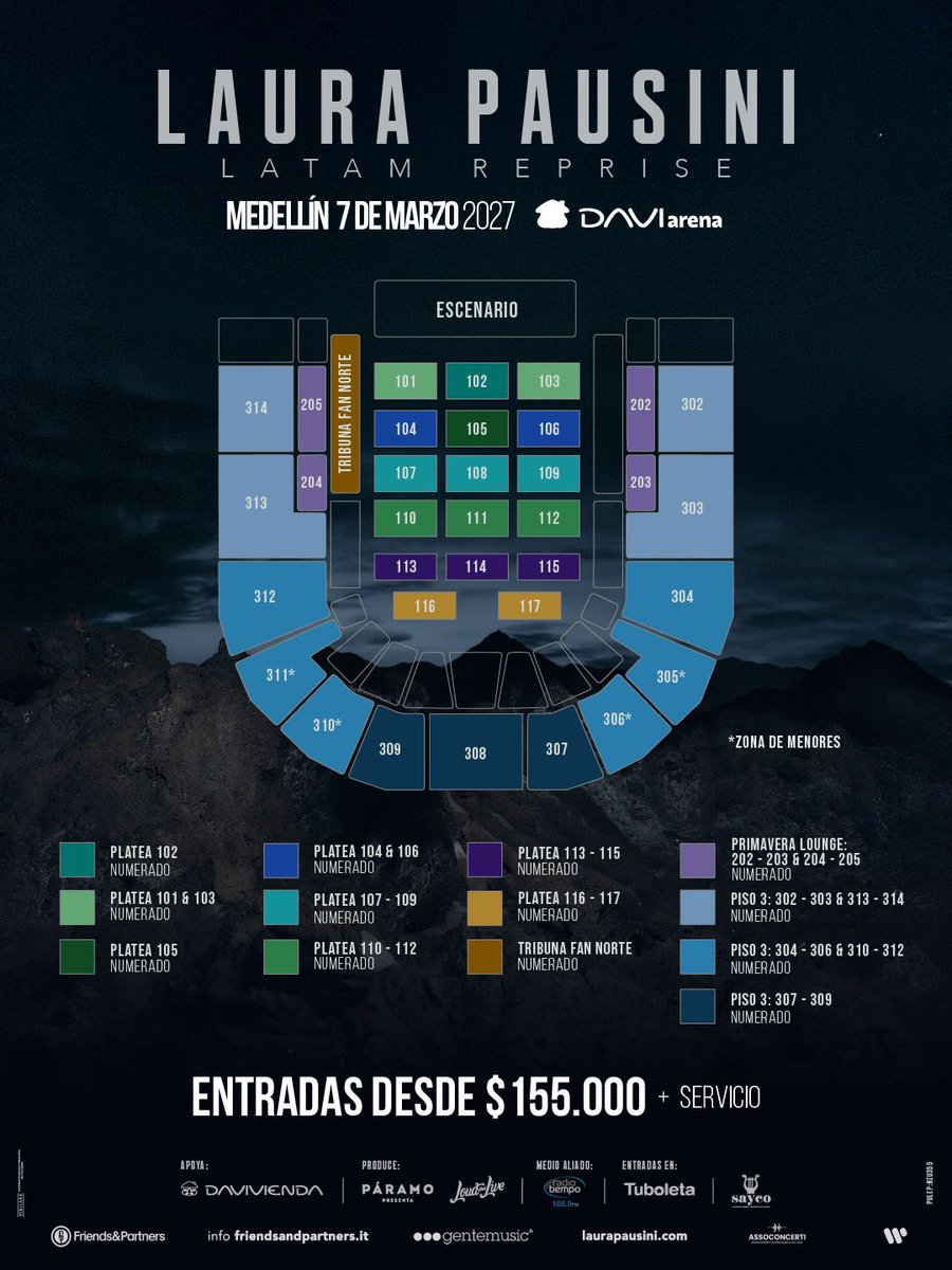 musictrendscol's tweet photo. NUEVO ANUNCIO 🎤

¡LAURA PAUSINI por primera vez en Medellín 🇨🇴! 

Marzo 7, 2027 | @DAVIarenaCO 📍
 Preventa Davivienda: 30 de septiembre, 9 a. m.
 Venta general con todos los medios de pago: 2 de octubre, 9 a. m.
 Entradas a través de @Tuboletaoficial 🎫

@paramo_presenta ✨ https://t.co/pCVradE8BF