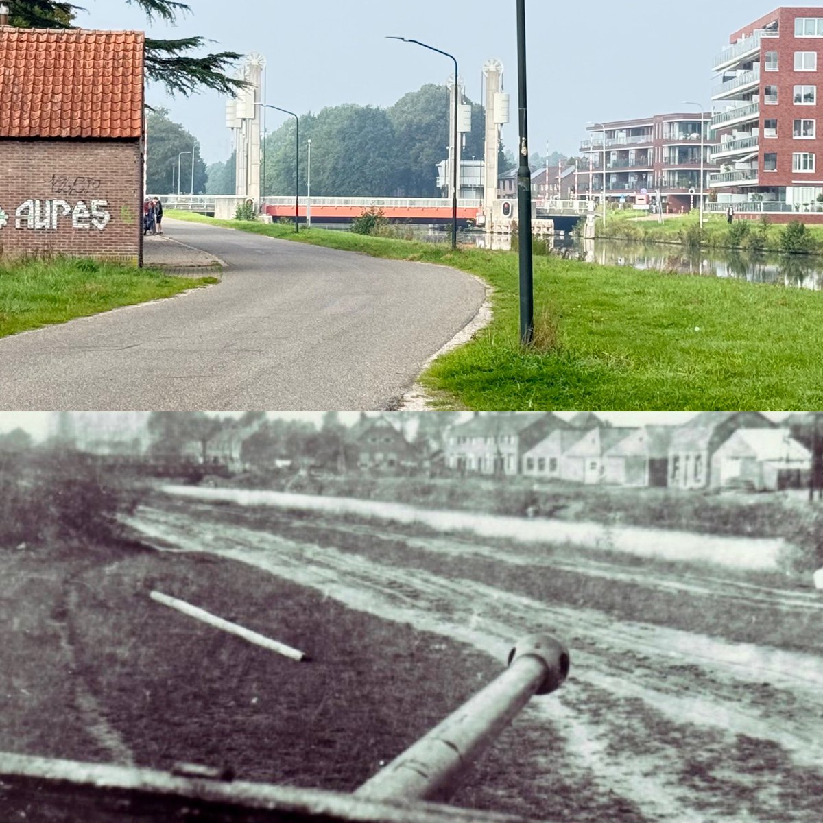 BattlefieldDisc's tweet photo. On 19 September 1944, the vanguard of German 107. Panzer Brigade attacked Son bridge. The lead tank managed to get to about 200 meters from the bridge before it was destroyed, forcing the other tanks to withdraw. The first attack on what became known as Hell’s Highway was fended off. However, the attack raised serious concerns about the presence of a strong German armoured force southeast of Son / Northeast of Eindhoven. It led to a series of troop movements and decisions. One of which was that #easycompany 506th PIR and a squadron of British tanks would attack the village of Nuenen the next day. 

We visited Son bridge, Nuenen and other significant places yesterday on the last Easy Company Tour by @WWIImuseum this year.