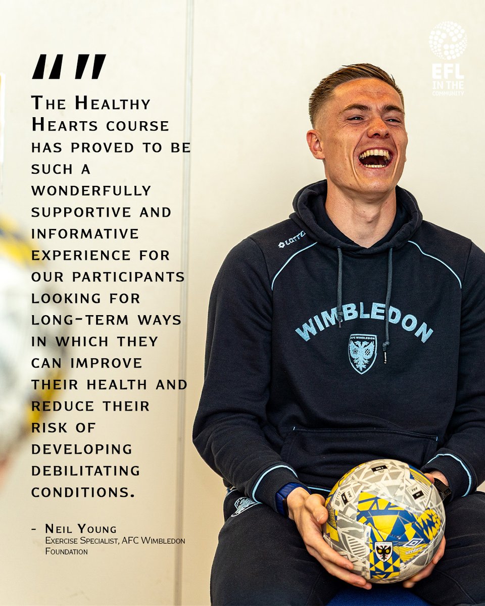 EFL's tweet photo. This #WorldHeartDay, the EFL is shining a spotlight on @AFCW_Foundation's Healthy Hearts programme!

Small changes, healthier hearts. ❤️

🔗 Read more on https://t.co/if77pb4RgO. https://t.co/w62TVgJcbL