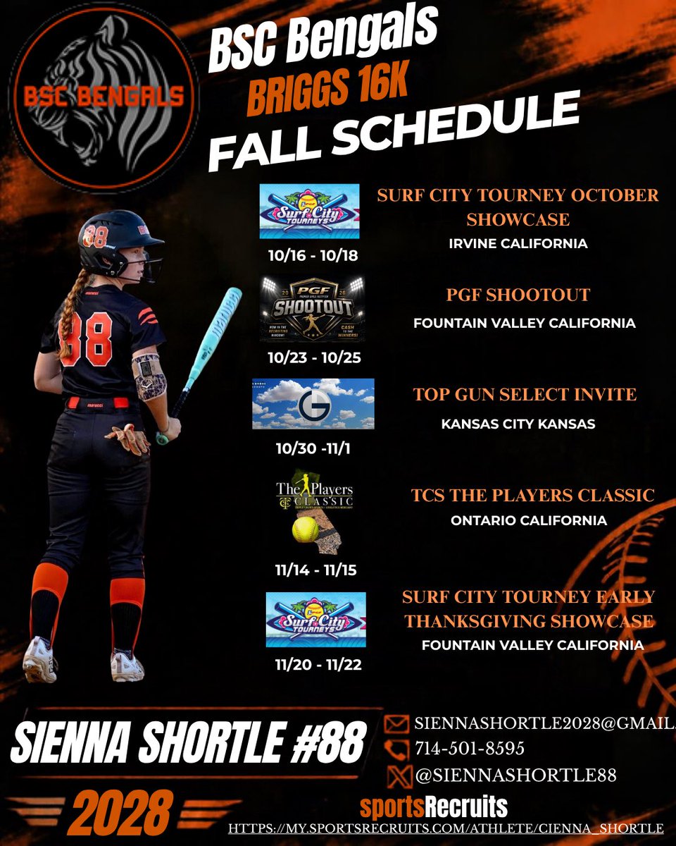SiennaShortle88's tweet photo. Updated Fall schedule with high level showcases. Coaches come check out our roster, many talented athletes and even better people! #classof2028 #uncommited #outwork #gobengals @BSCBengals @coachbriggze
@briggze6 @Marlece_H @LATechSB
@TKrobetzky @madiegreen27
@LandreneauJames @CoachEmPhillips @Coach2K_OSU @LauraMatthews12
@CoachKnerem @LindsayDiehl00
@Jennmarsh27 @CoachMalveaux
@KateMalveaux @cbreault12
@JakeCombs_ @sydneyrmckinney
@CoachBredbenner @eeconomon
@CoachDeifel @MattMeuchel
@djgasso @CoachJordanFAU
@CoachPetikS @CoachDot_LU
@SamiFagan @grayskye26
@SoftballHome @TopPreps
@SBRRetweets @SportPrepX
@SoftballDown @SunilSportsNews @los_stuff @DiamondAddicts