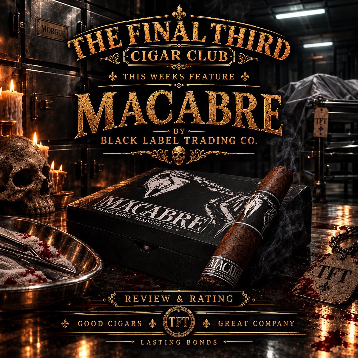 TFTCigars's tweet photo. This week, The Final Third Cigar Club is bringing the Macabre by BLTC to the TFT Cigar Club table.

Our brothers will be lighting up, discussing, and putting the Macabre through its paces as this week’s featured cigar.

Join us here - https://t.co/Bd5DmqVlOs

#Cigar #CigarReview https://t.co/BQxdPT6Mck