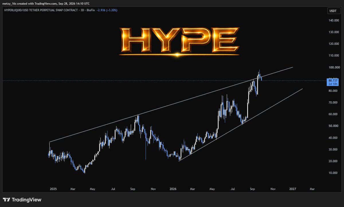 MetzyTrades's tweet photo. Top in on $HYPE? https://t.co/RjzPOOOEyZ