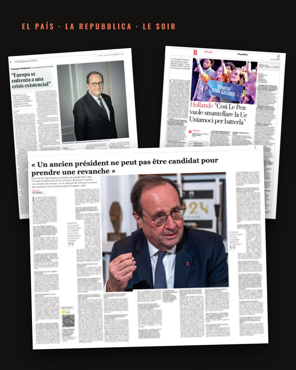 fhollande's tweet photo. Rencontre avec la presse européenne 🇪🇺
Vous pouvez retrouver mes entretiens aujourd’hui dans les pages de trois grands quotidiens européens : El País, La Repubblica et Le Soir. https://t.co/jHkisQf5XM