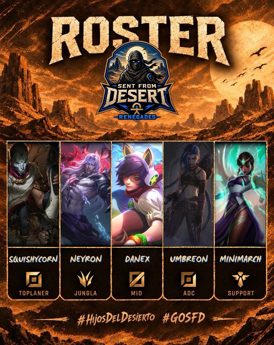 SentFromDesert's tweet photo. Os presentamos a nuestro segundo roster.

Damos la bienvenida a SFD RENEGADES 💪🏽

Bienvenidos a las dunas hermanos, bienvenidos a la lucha. https://t.co/zojwFa9YuA